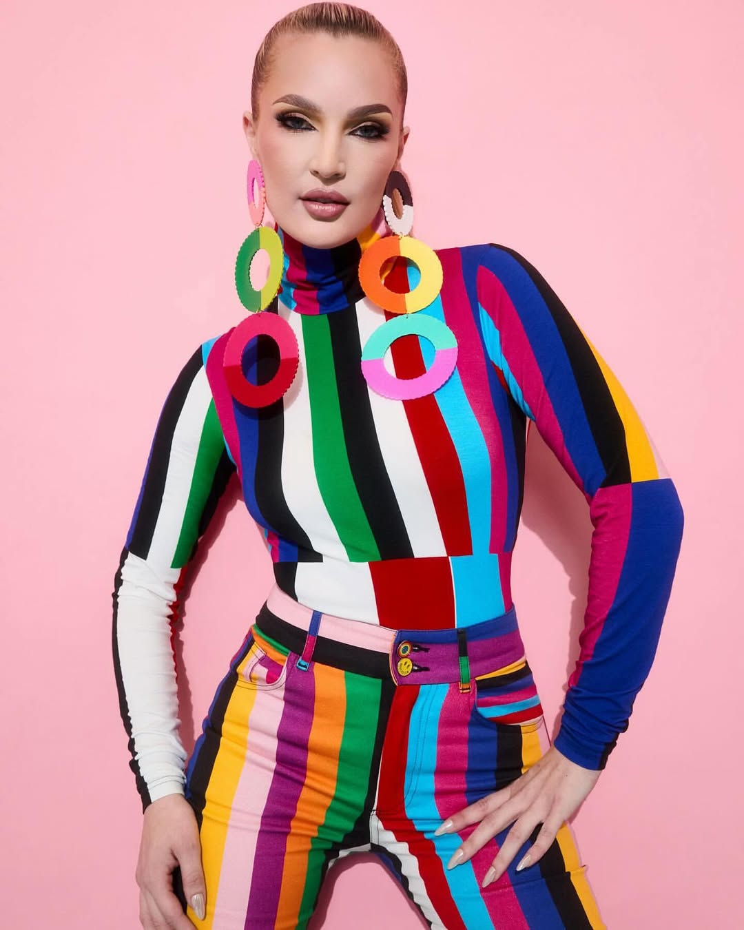 BruceGlen Signal Stripe Multicolor Turtleneck