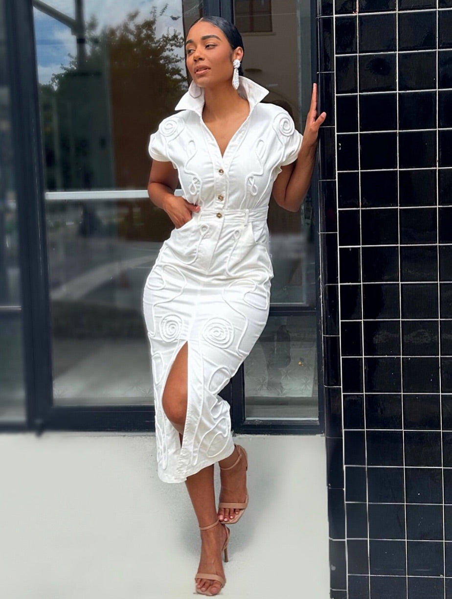 Meow and Barks White Stretch Pipe Down Denim Dress Fashion Bomb Daily Shop Meow and Barks White Stretch Pipe Down Denim Dress Fashion Bomb Daily Shop