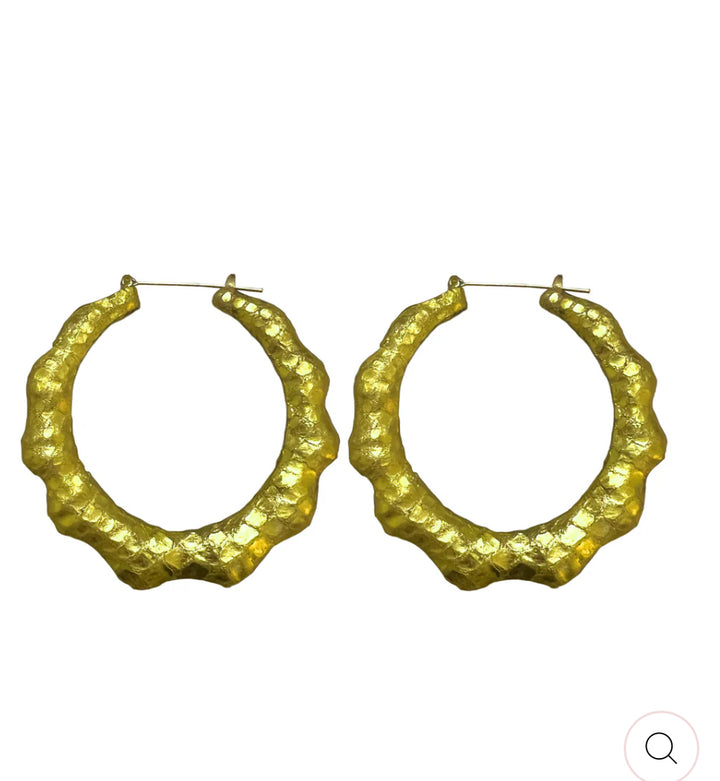 Seville Michelle Cleopatra Gold Leather Hoops (As Worn by Big Ellie Liberty)