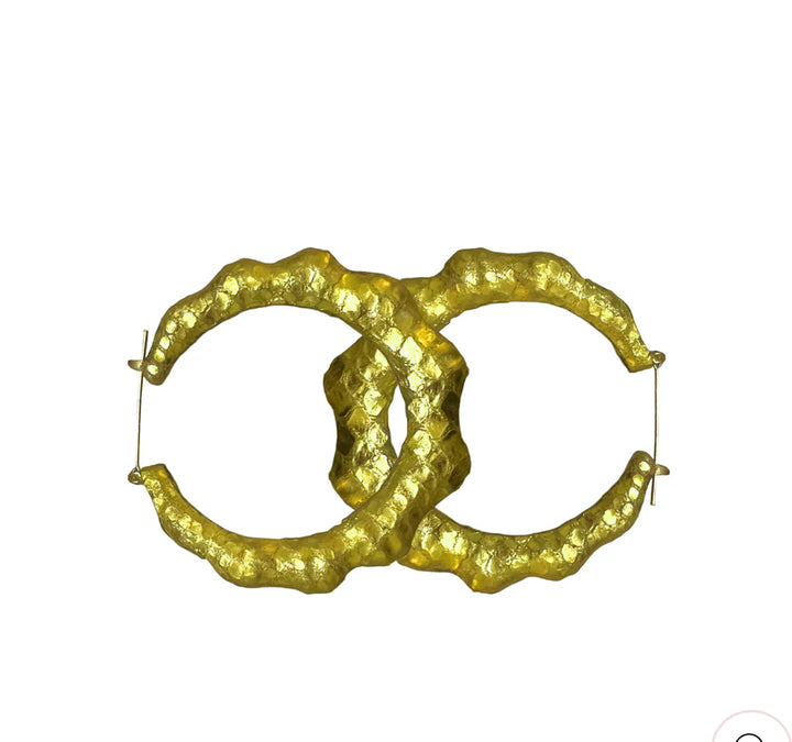 Seville Michelle Cleopatra Gold Leather Hoops (As Worn by Big Ellie Liberty)