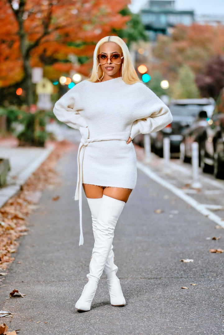 Madam Mystique Mona Ivory Sweater Dress