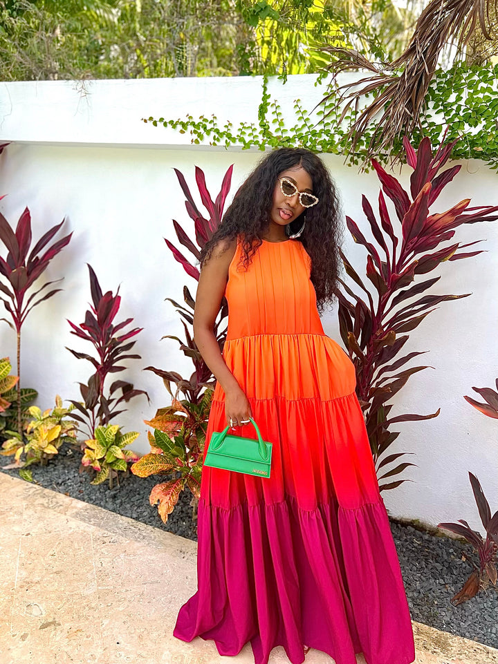 Pre-Order Madam Mystique Nicolette Orange Ombré Maxi Dress