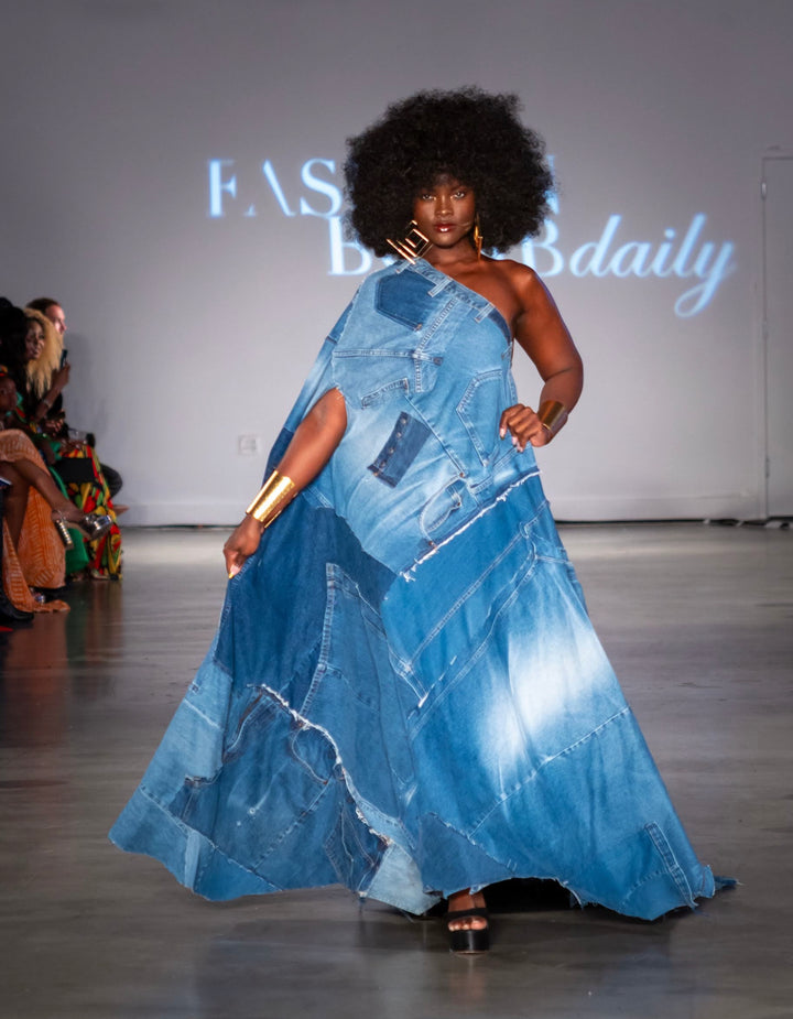 Allison Elizabeth Brown | The JE Real Thing Asymmetrical Denim Patchwork Kaftan