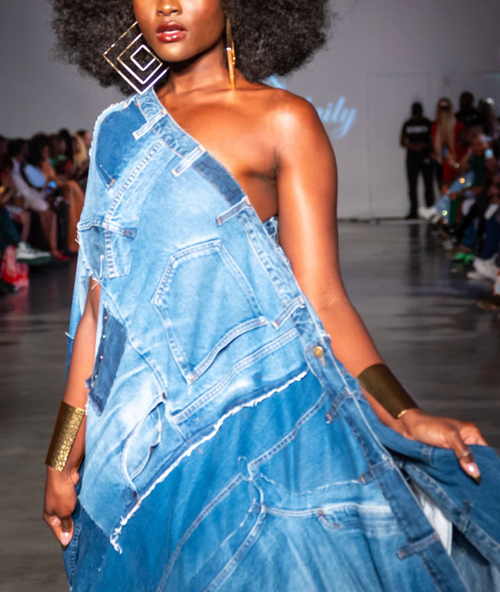 Allison Elizabeth Brown | The JE Real Thing Asymmetrical Denim Patchwork Kaftan
