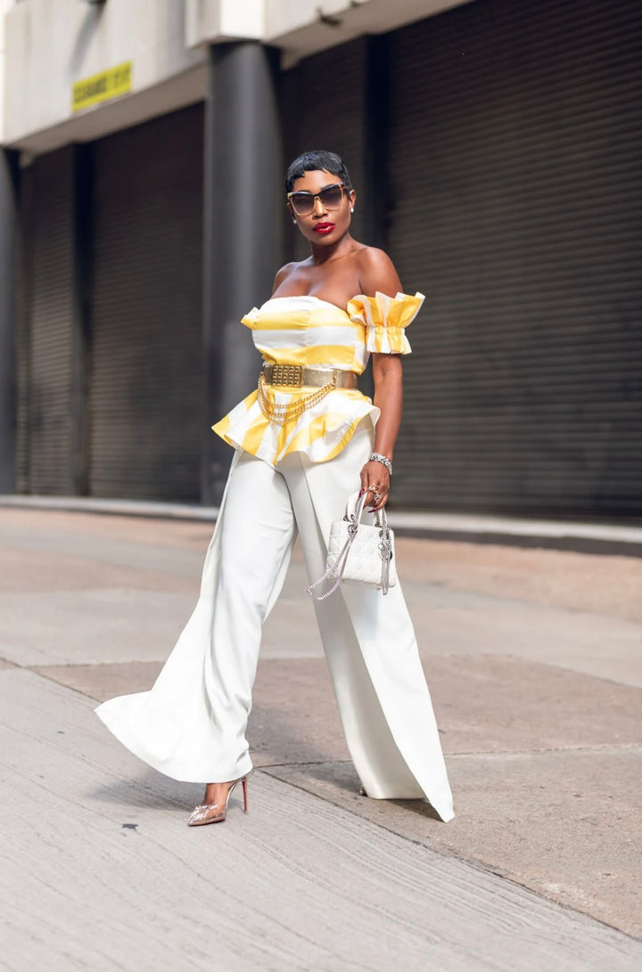 Madam Mystique Audrey Black Draped Palazzo Pants