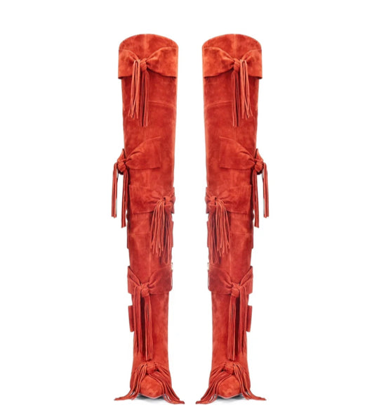 Voyette Lee Jay’La Fringe Boot in Rust