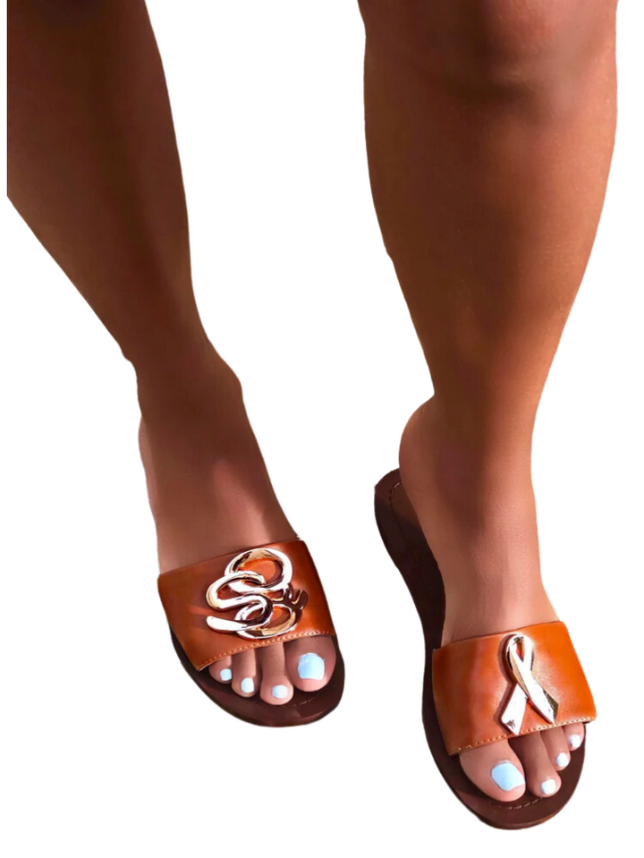 SybG Co Awareness Flat Sandals in Brown