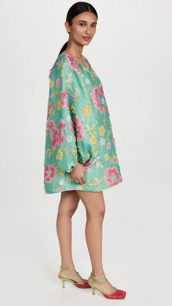 Arianne Elmy Floral Good Luck Party Dress in Green