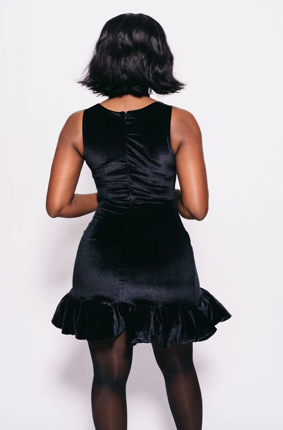 Allure Novembre Black Velvet Lori Mini Dress