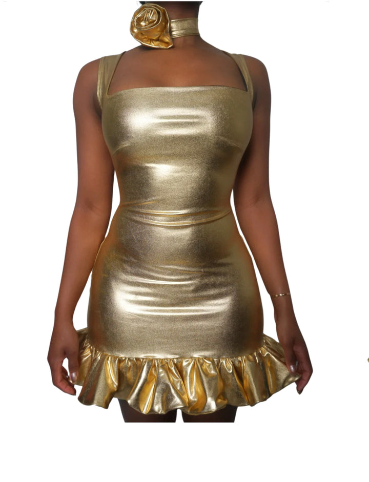 Allure Novembre Gold Lori Mini Dress with Choker