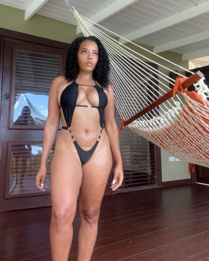 Keylows Jaguar String Black Monokini (As Worn by Angela Simmons)