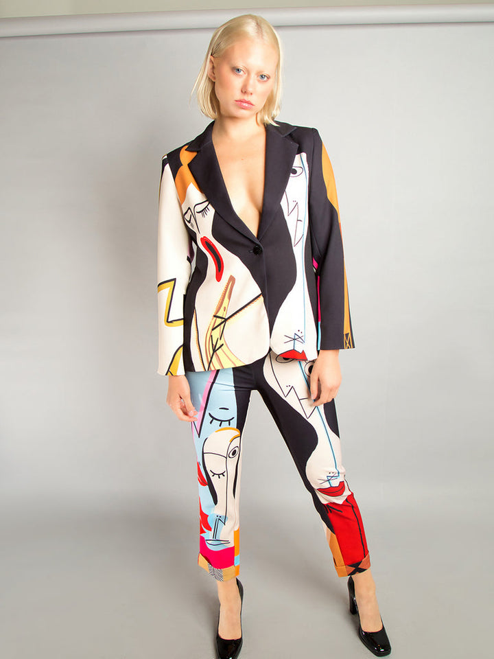 ZCrave Art Gallery Suit Blazer and Matching Pant Set in Black