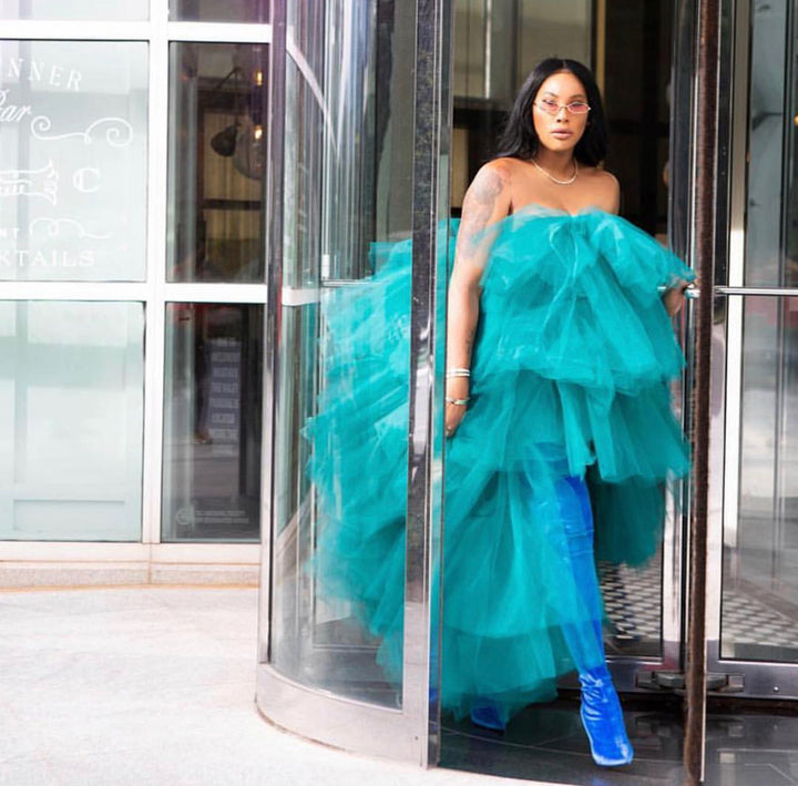 Oyemwen Tiered High Low Tulle Maxi Tutu Dress Green (Custom Colors Available)