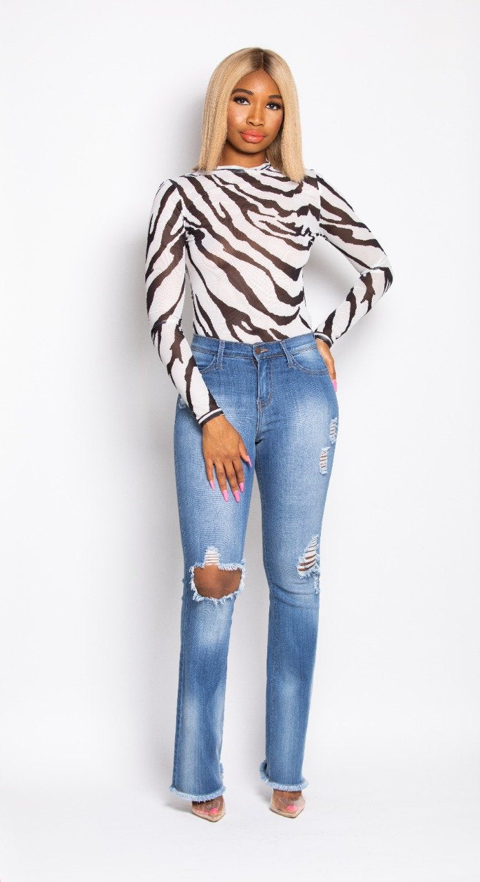 Madame Mystique Zebra Zola Print Bodysuit