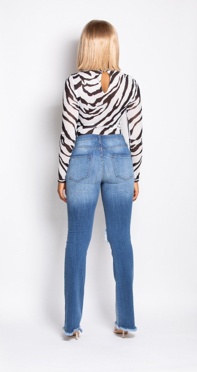 Madame Mystique Zebra Zola Print Bodysuit