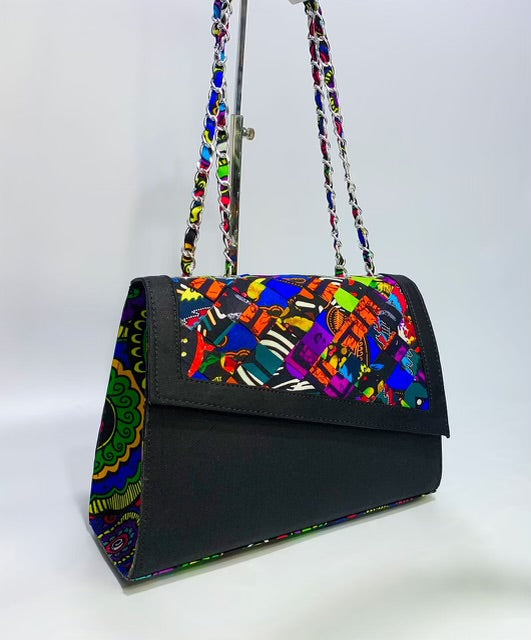 Olayemii My Africa Printed Bag in Black