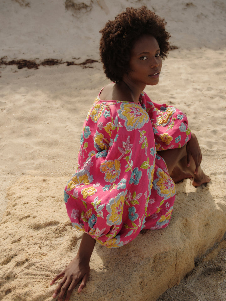 Arianne Elmy Floral Good Luck Party Dress in Pink