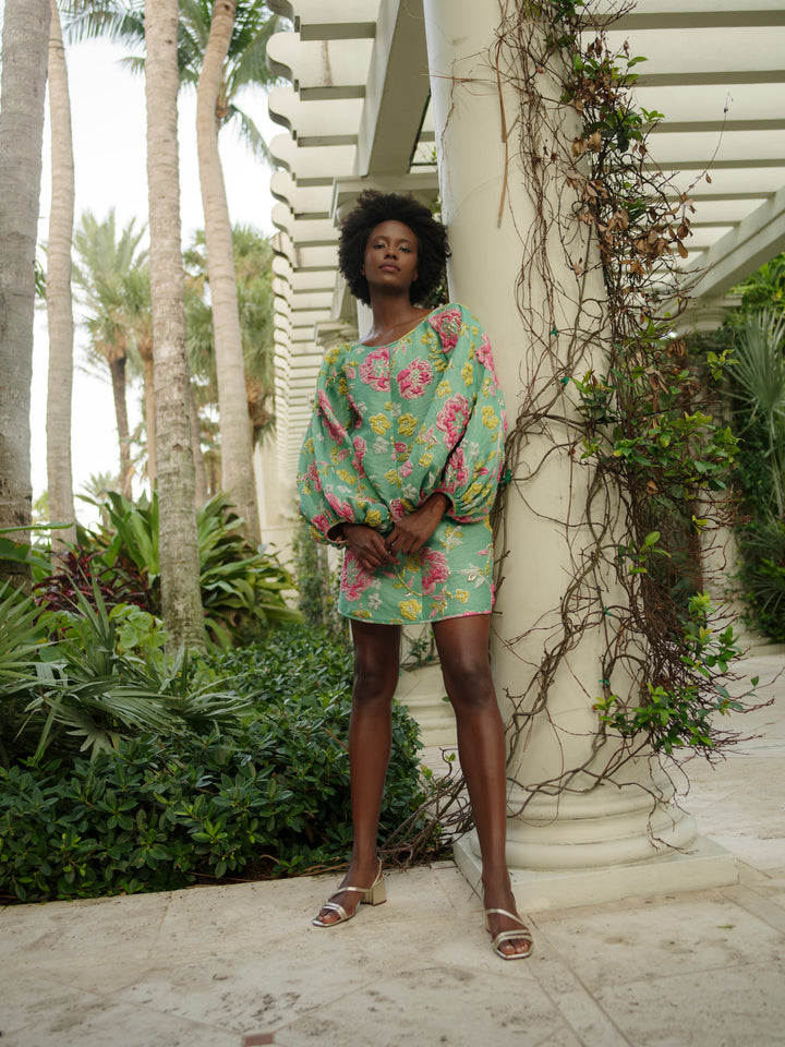 Arianne Elmy Floral Good Luck Party Dress in Green