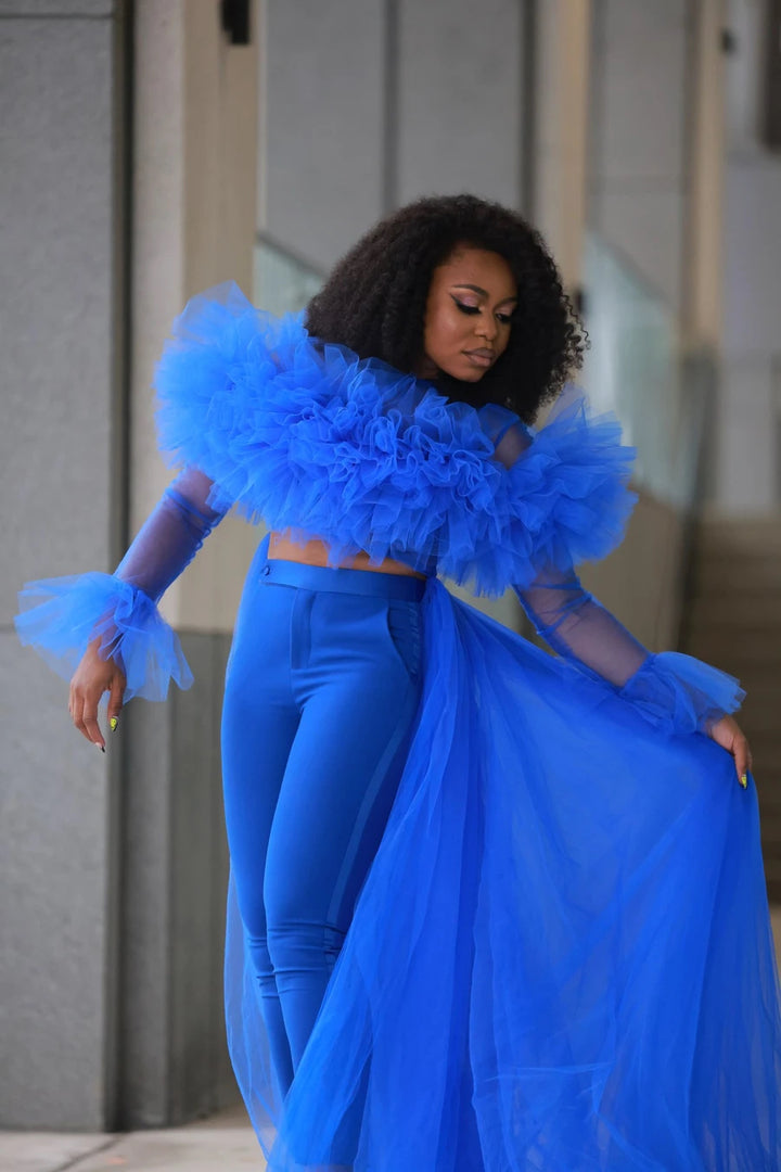 Oyemwen Back to Business Royal Blue Tulle Pant Set