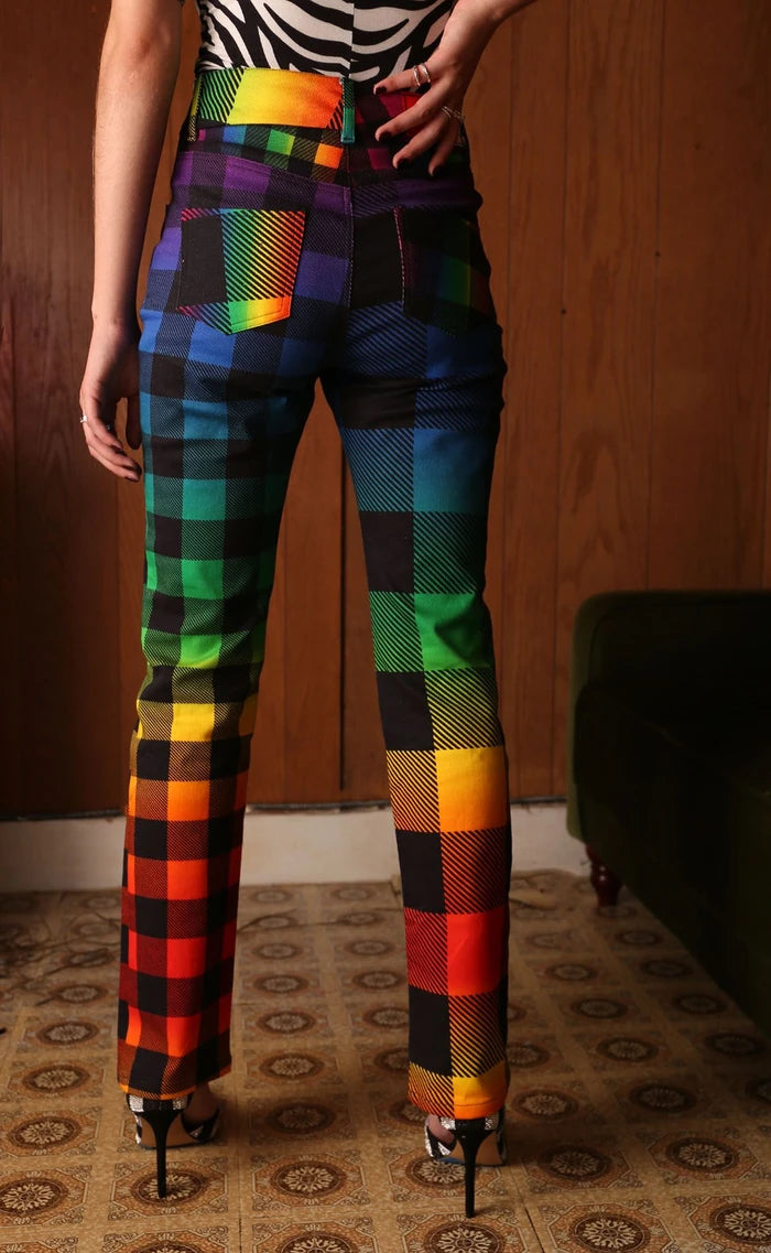 BruceGlen Rainbow Gingham Flare Jean