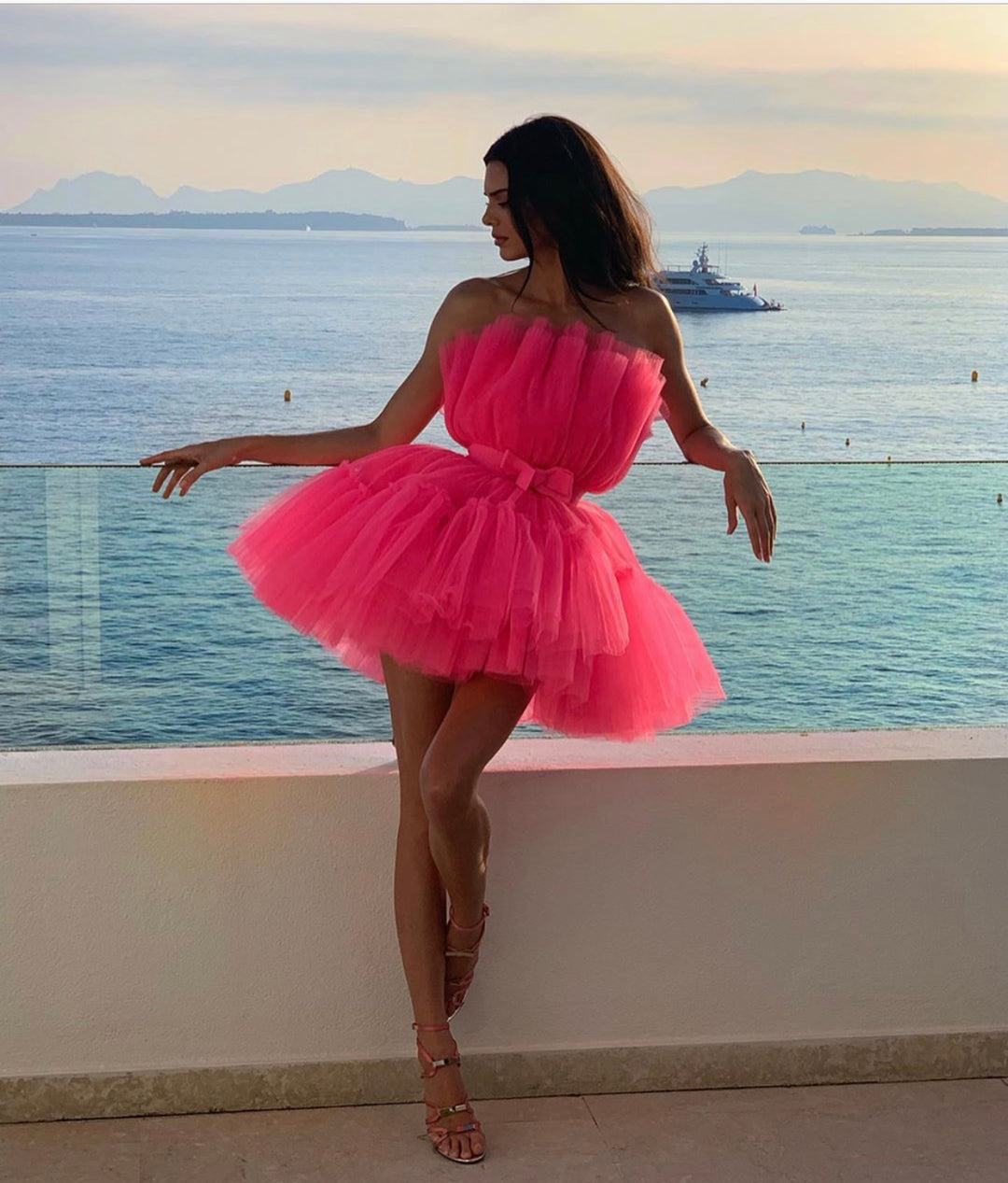 Strapless Flirty Hot Pink Tutu Tulle Dress (Custom Colors Available)