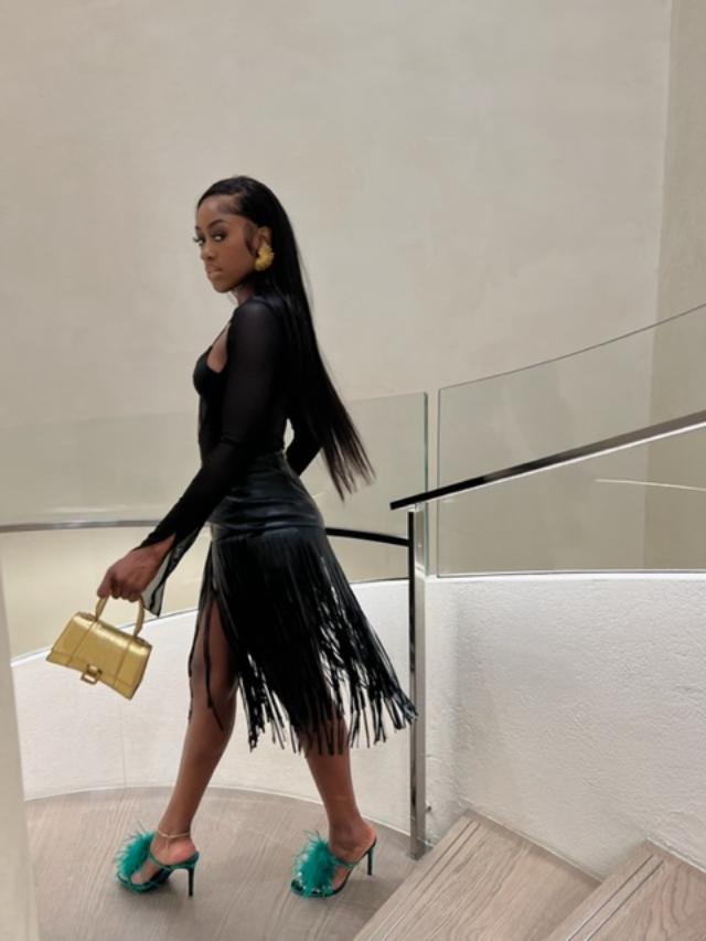 G Saints Vegan Leather Fringe Skirt