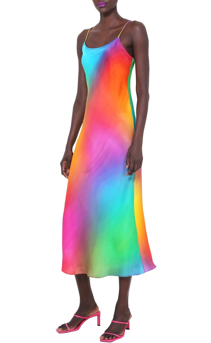 Bruce & Glen Rainbow Gradient Silk Slip Dress