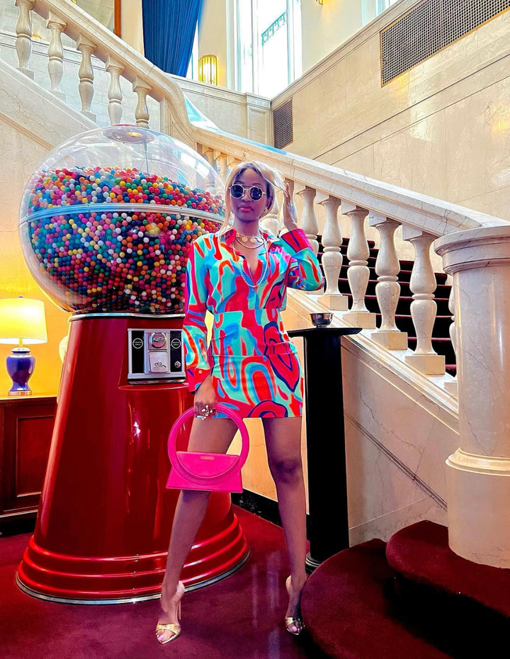 Madam Mystique Angelica Red Printed Two Piece Skirt Set