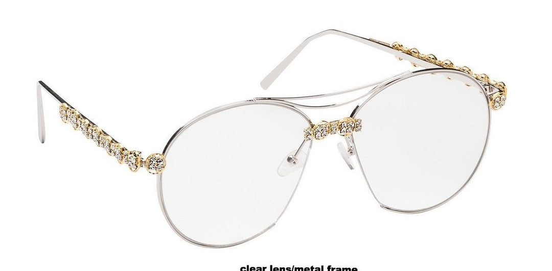 Nroda Better than the Rest Crystal Adorned Clear Sunglasses