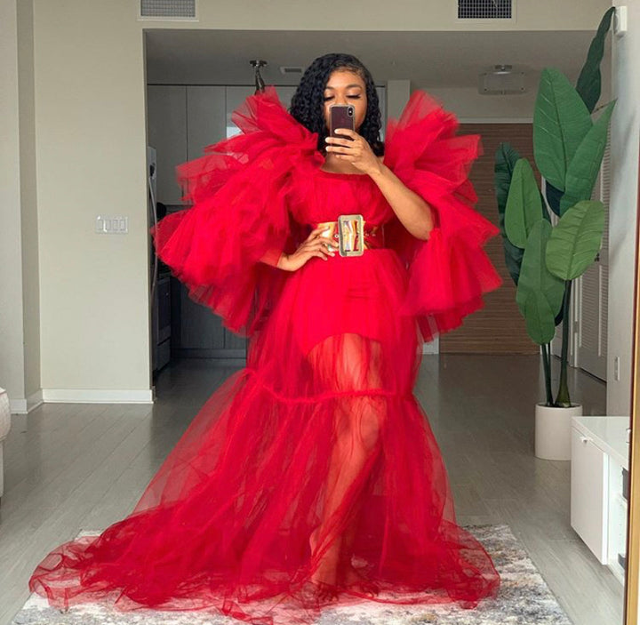 Oyemwen Red Sheer Dress