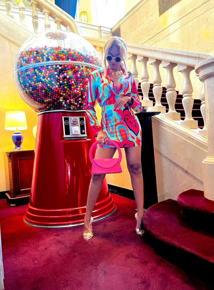 Madam Mystique Angelica Red Printed Two Piece Skirt Set