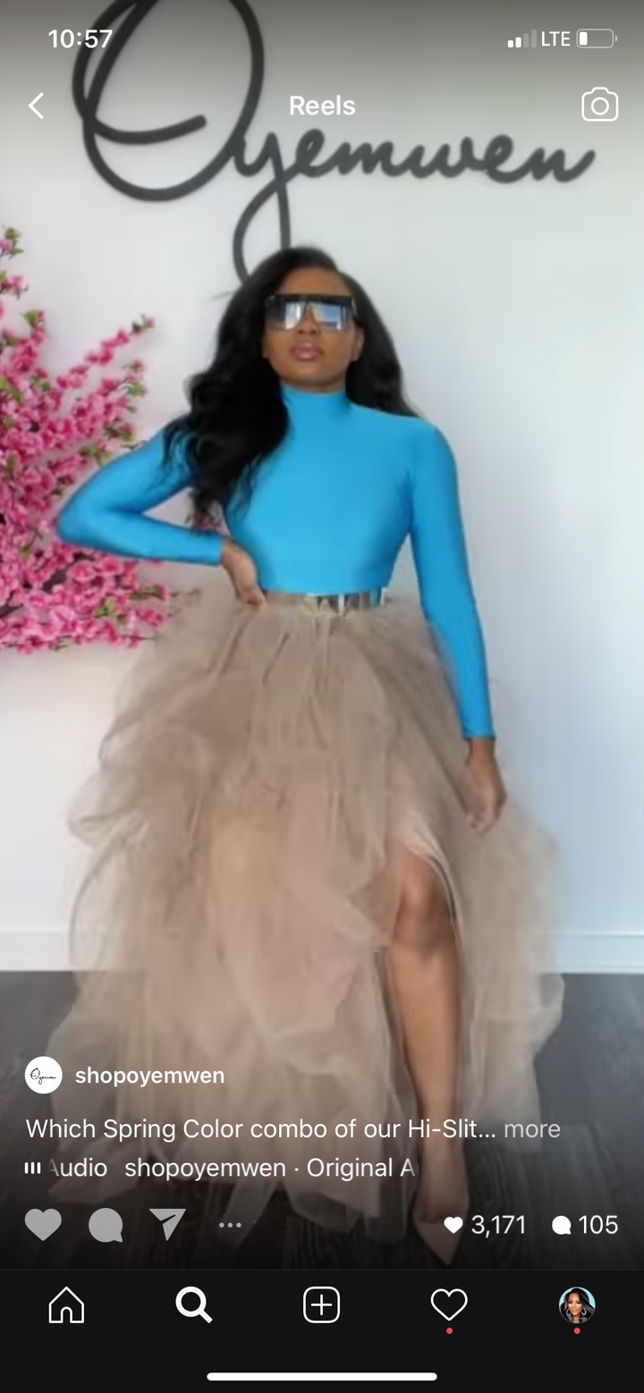 Oyemwen High Slit Maxi Tutu Skirt Tan Khaki