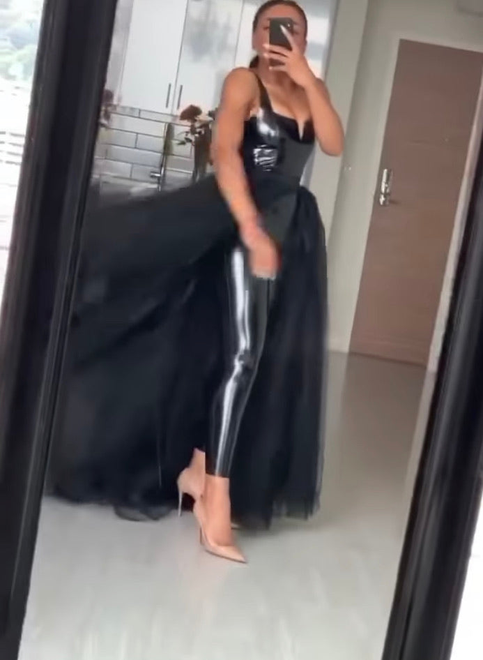Oyemwen Black Orchid Tulle Overlay Catsuit