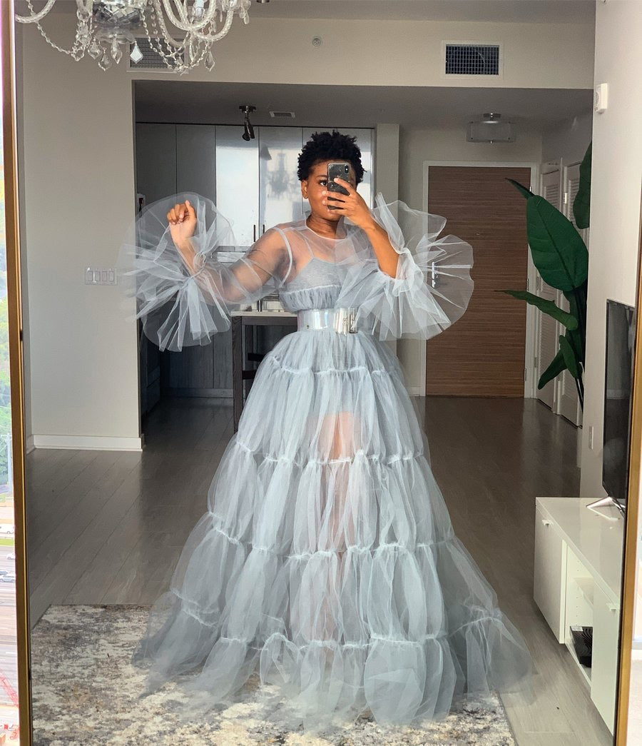 Oyemwen Custom 70’s Pink Sheer Dress main image 1