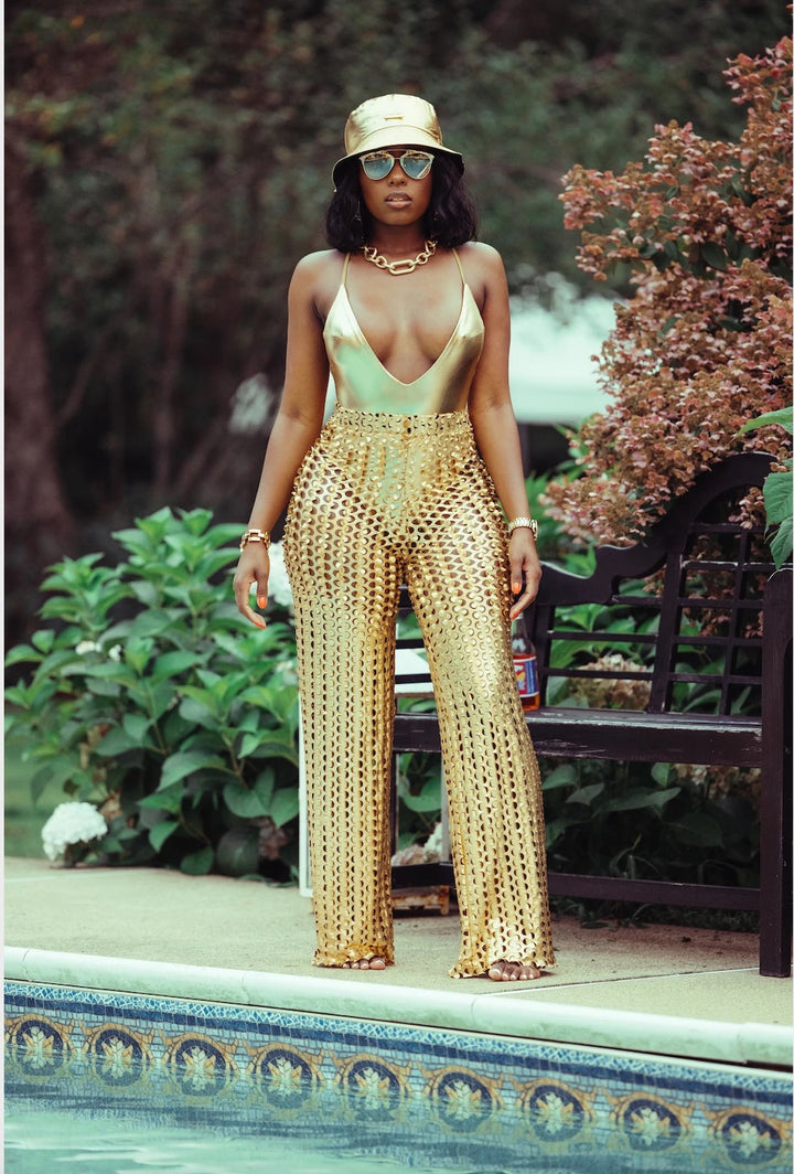 Allure Novembre 24 Karat Gold Rush Net Pants