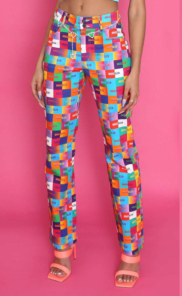 BruceGlen Rainbow Logo Happy Denim Jean