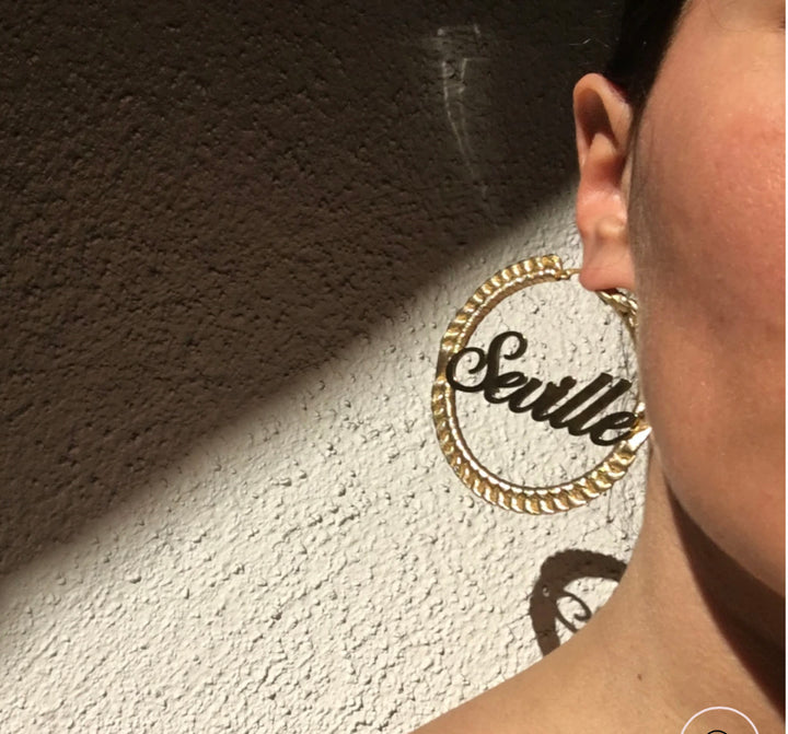 Seville Michelle Say My Name 3.25” Custom Name Hoops