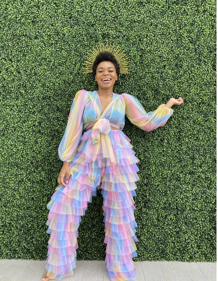Oyemwen Candy Rainbow Tulle Pants