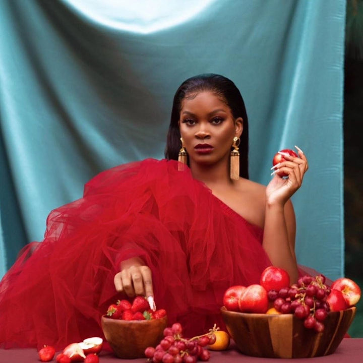 Oyemwen Veronica Tiered High Low Tulle Maxi Tutu Dress Ruby (As Worn by Ari Lennox)