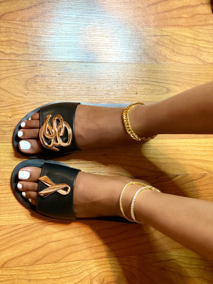 SybG Co Awareness Flat Sandals in Black