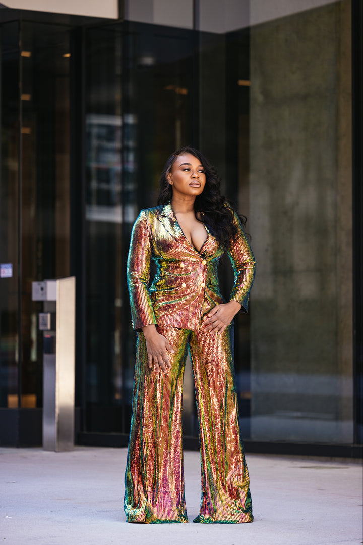 Oyemwen Business in front, Party in the back Sequins Power Suit
