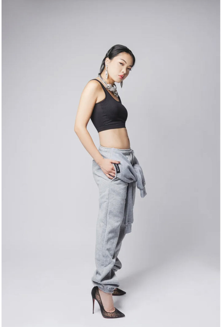 Signature Gray Tie Waist Sweatpants