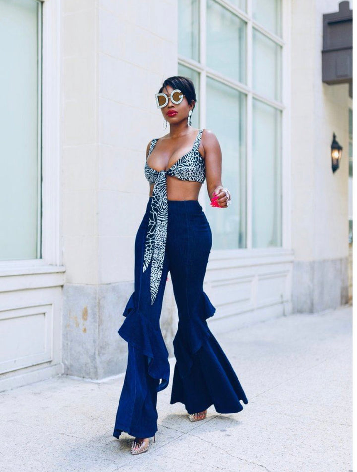 Madam Mystique Alexa Denim Ruffle Pants