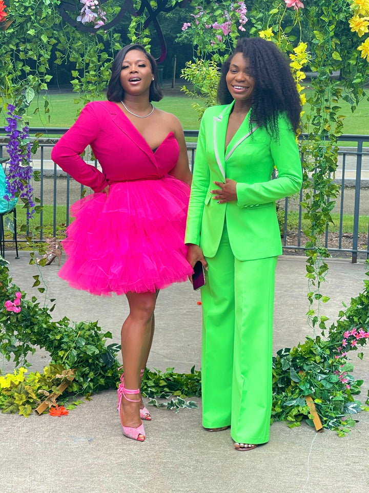 Oyemwen Neon Tuxedo Suit with Piping