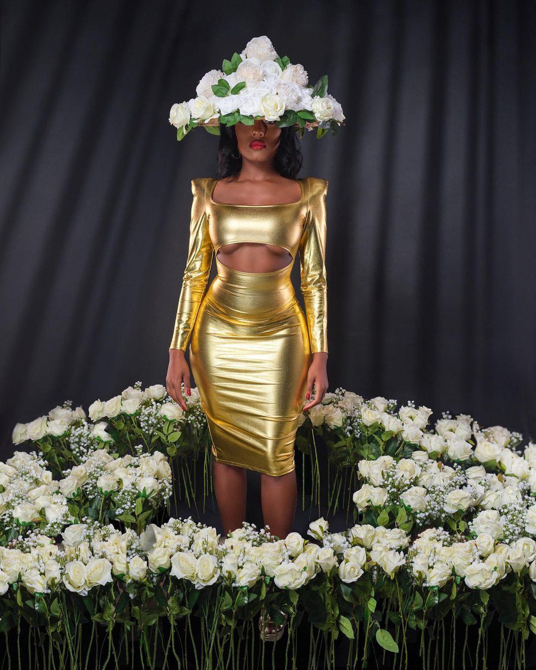 Gold Chyanne Cut Out Dress (The Bomb Fashion Show)
