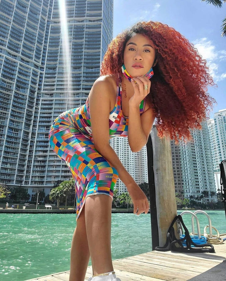 BruceGlen Happy Multicolor Racer Back Dress