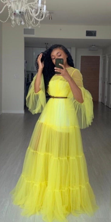 Oyemwen Custom 70’s Yellow Sheer Dress S Oyemwen Custom 70’s Yellow Sheer Dress S