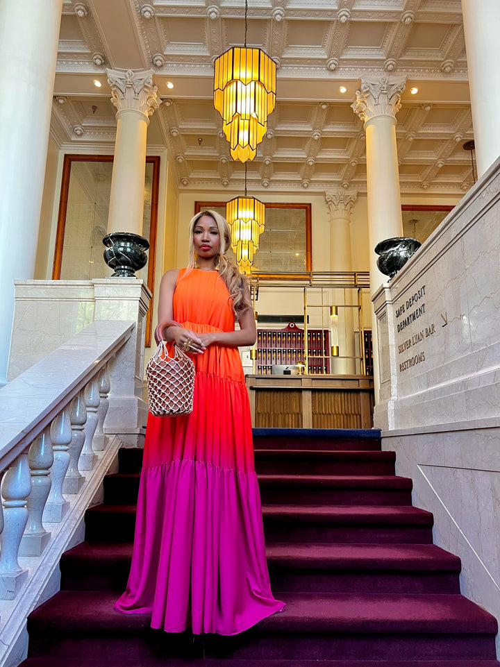 Pre-Order Madam Mystique Nicolette Orange Ombré Maxi Dress