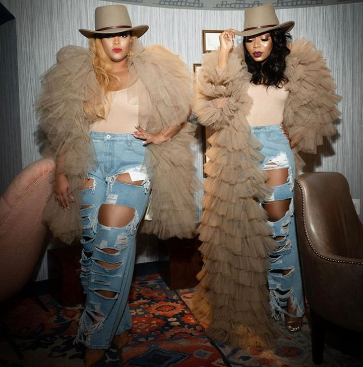 Oyemwen Tan Khaki Tulle Jacket