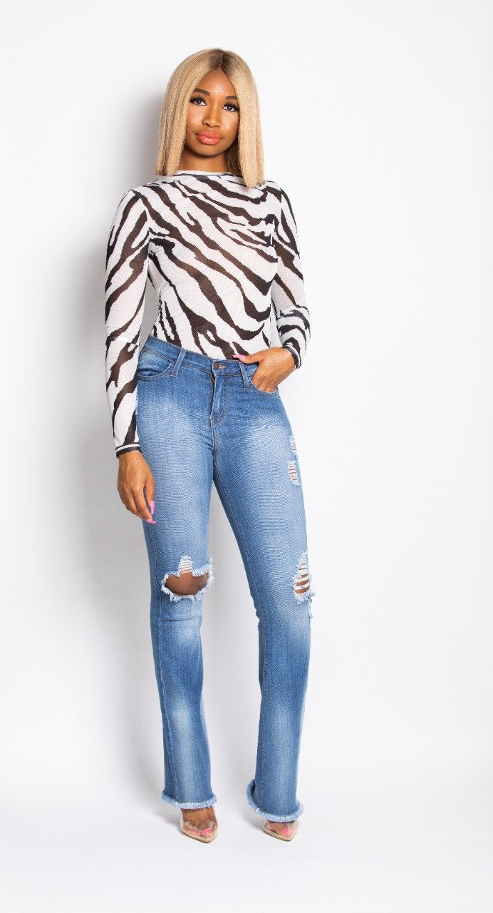 Madame Mystique Zebra Zola Print Bodysuit